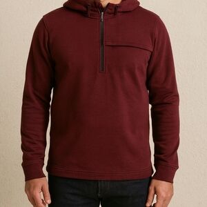 Banana Republic Mens XS Burgundy 1/4 Zip Hoodie Sweatshirt Chest Pocket